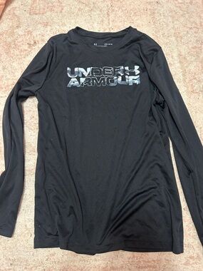 Under Armour Black Long Sleeve Logo Tee with Gray Camo Print
